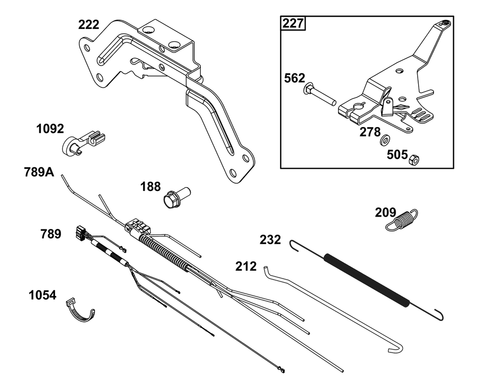 Controls Group Diagram and Parts List for 61H277-0108-E1  Briggs and Stratton Engine